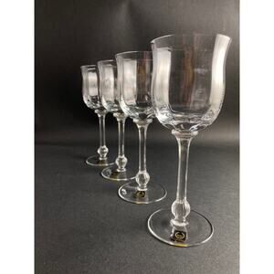 Set of 4 Carico Chantilly Crystal Wine Glasses – Elegant West German Ribbed Stem